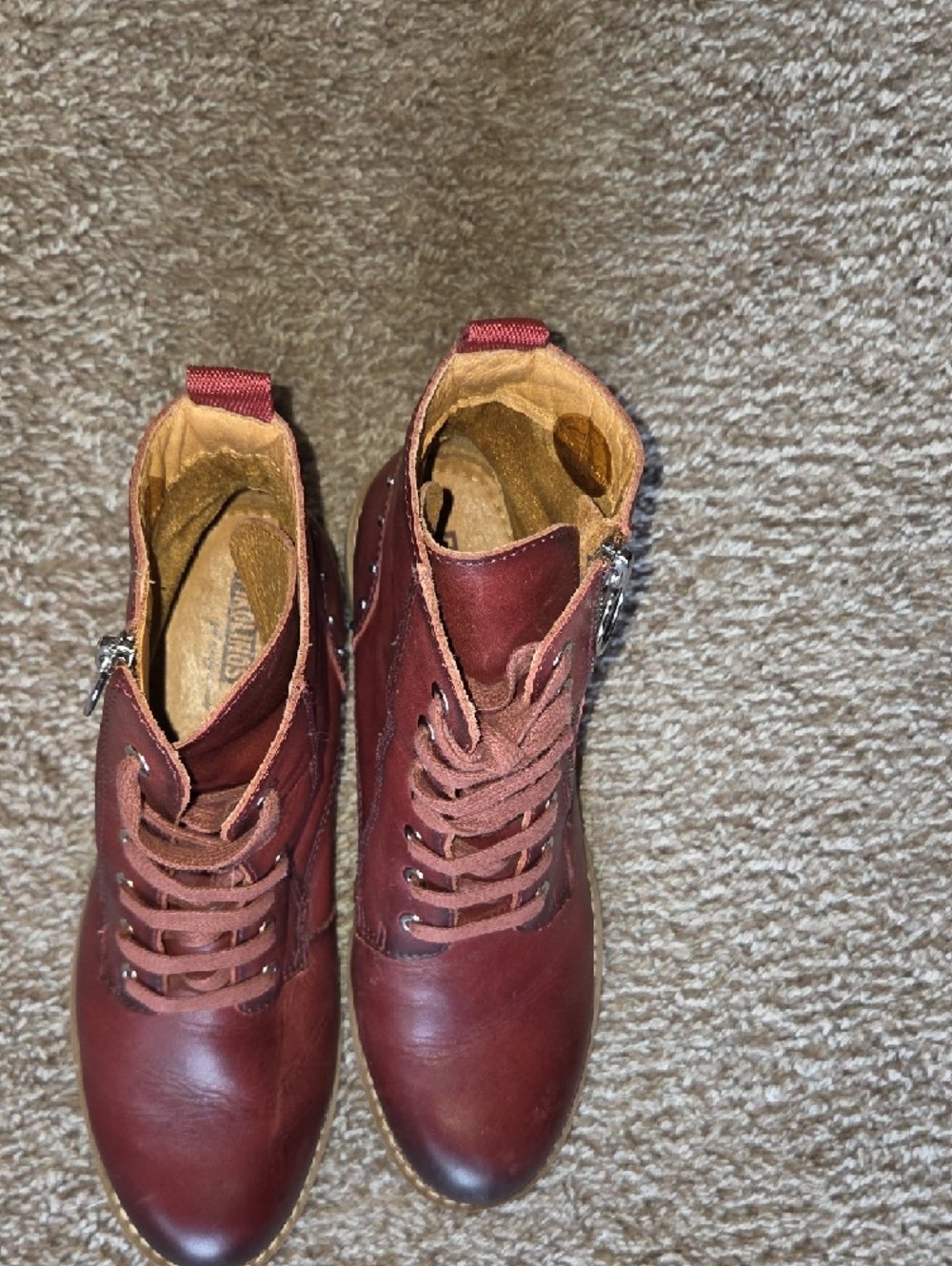 PIKOLINOS Women's Burgundy Lace-Up Chukka Boots with Side Zip - Picture 8 of 8